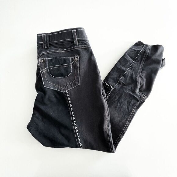 Elation Denim Womens Full Seat Riding Wear Breeches Suede Grip Pant Black 30R - Picture 1 of 12